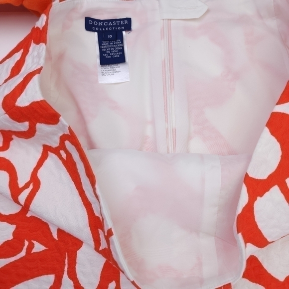 Doncaster Orange White Button Down sz 10 - Picture 3 of 13